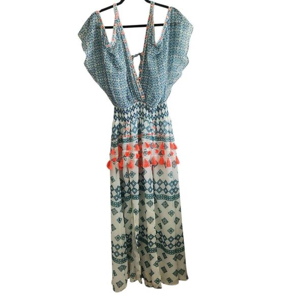 Ramy Brook Maxi Dress Swim Cover Medium Fringe Boho Flowy - Picture 2 of 7